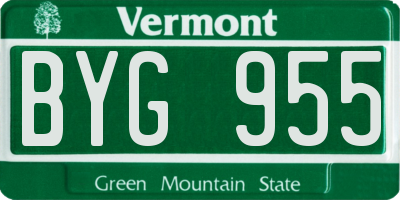 VT license plate BYG955