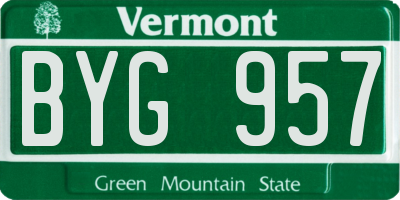 VT license plate BYG957