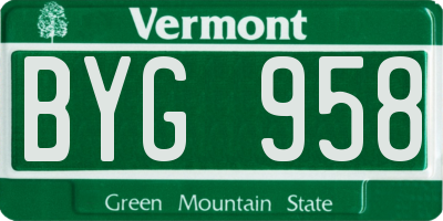 VT license plate BYG958