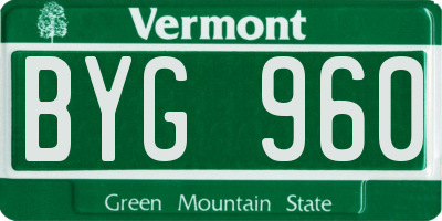 VT license plate BYG960