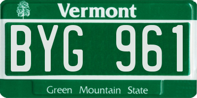 VT license plate BYG961