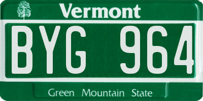 VT license plate BYG964