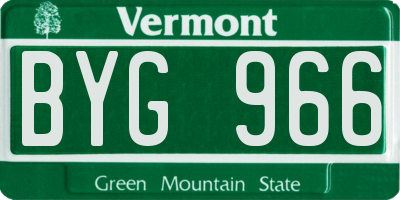 VT license plate BYG966