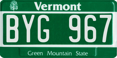 VT license plate BYG967