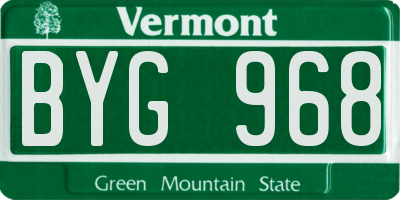 VT license plate BYG968