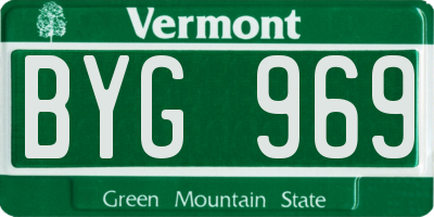 VT license plate BYG969