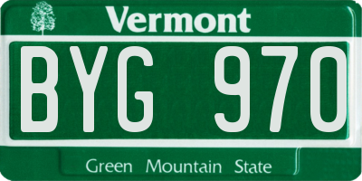 VT license plate BYG970