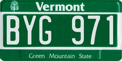 VT license plate BYG971