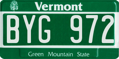 VT license plate BYG972