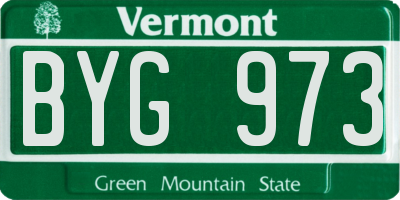 VT license plate BYG973