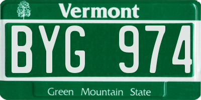 VT license plate BYG974
