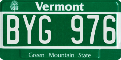 VT license plate BYG976