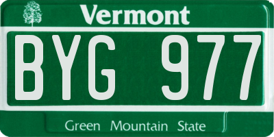 VT license plate BYG977