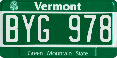 VT license plate BYG978