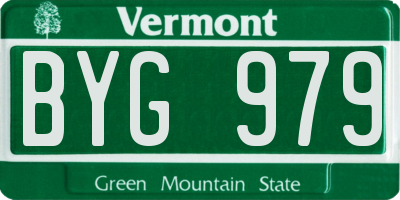 VT license plate BYG979
