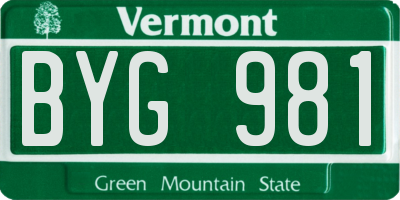 VT license plate BYG981