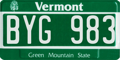 VT license plate BYG983