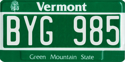 VT license plate BYG985