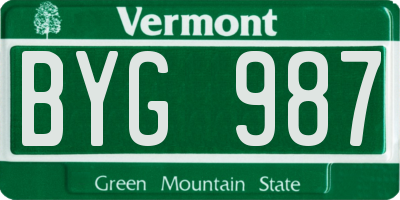 VT license plate BYG987