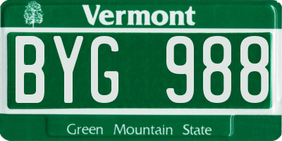 VT license plate BYG988