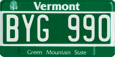 VT license plate BYG990
