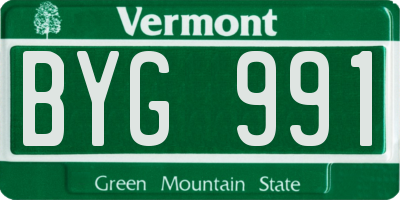VT license plate BYG991