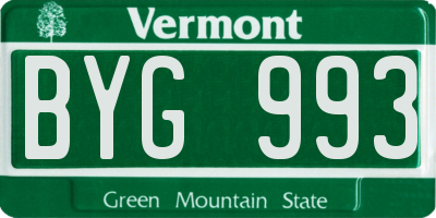 VT license plate BYG993
