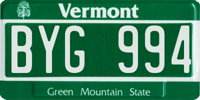 VT license plate BYG994