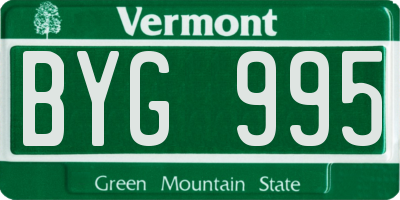VT license plate BYG995