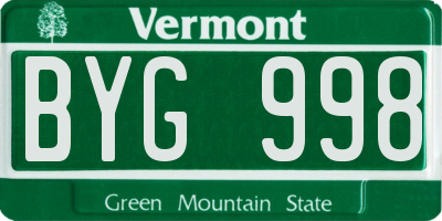 VT license plate BYG998