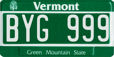 VT license plate BYG999