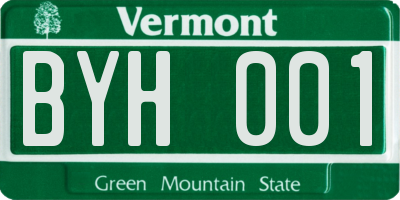 VT license plate BYH001