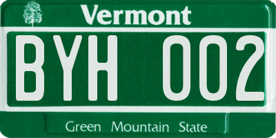 VT license plate BYH002