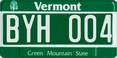 VT license plate BYH004