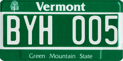 VT license plate BYH005