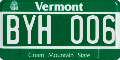 VT license plate BYH006