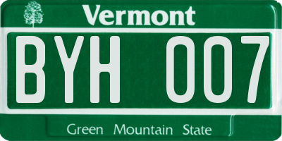 VT license plate BYH007