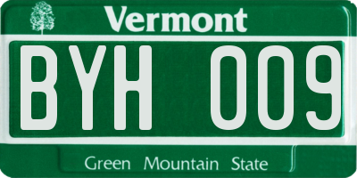 VT license plate BYH009