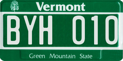 VT license plate BYH010