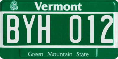 VT license plate BYH012
