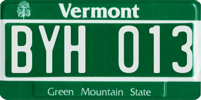 VT license plate BYH013