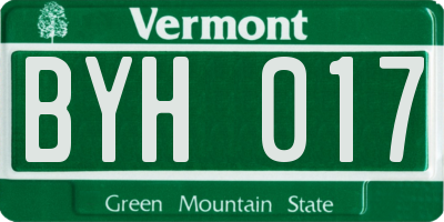 VT license plate BYH017