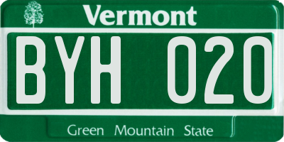 VT license plate BYH020