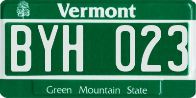 VT license plate BYH023