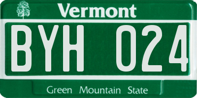VT license plate BYH024