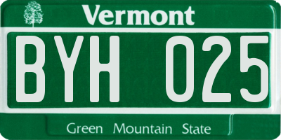 VT license plate BYH025