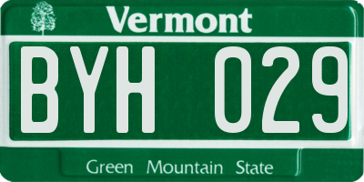 VT license plate BYH029