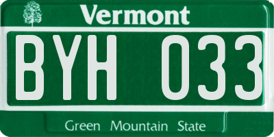 VT license plate BYH033