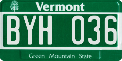 VT license plate BYH036