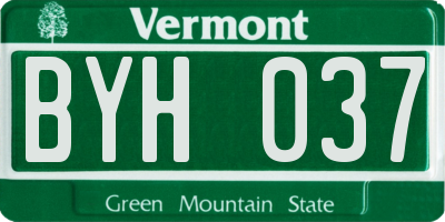 VT license plate BYH037